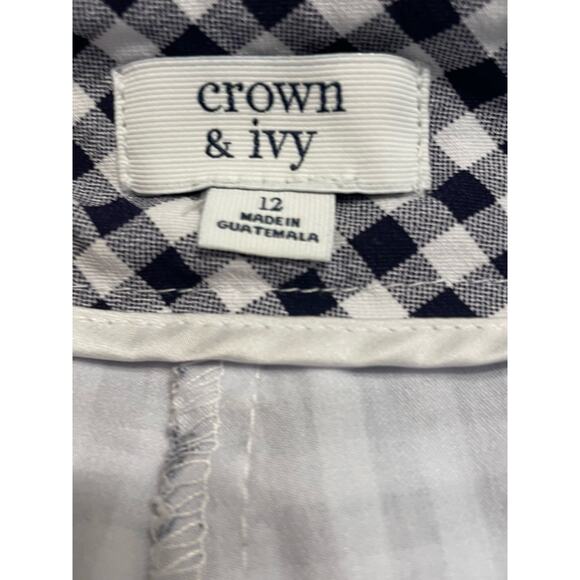 Crown & Ivy Mini Skirt Skort Womens 12 Blue Gingham Wrap Tie Preppy Summer - Picture 4 of 10